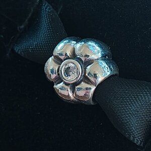 Authentic Pandora Retired Silver Flower CZ Charm 790185CZ Sterling Silver